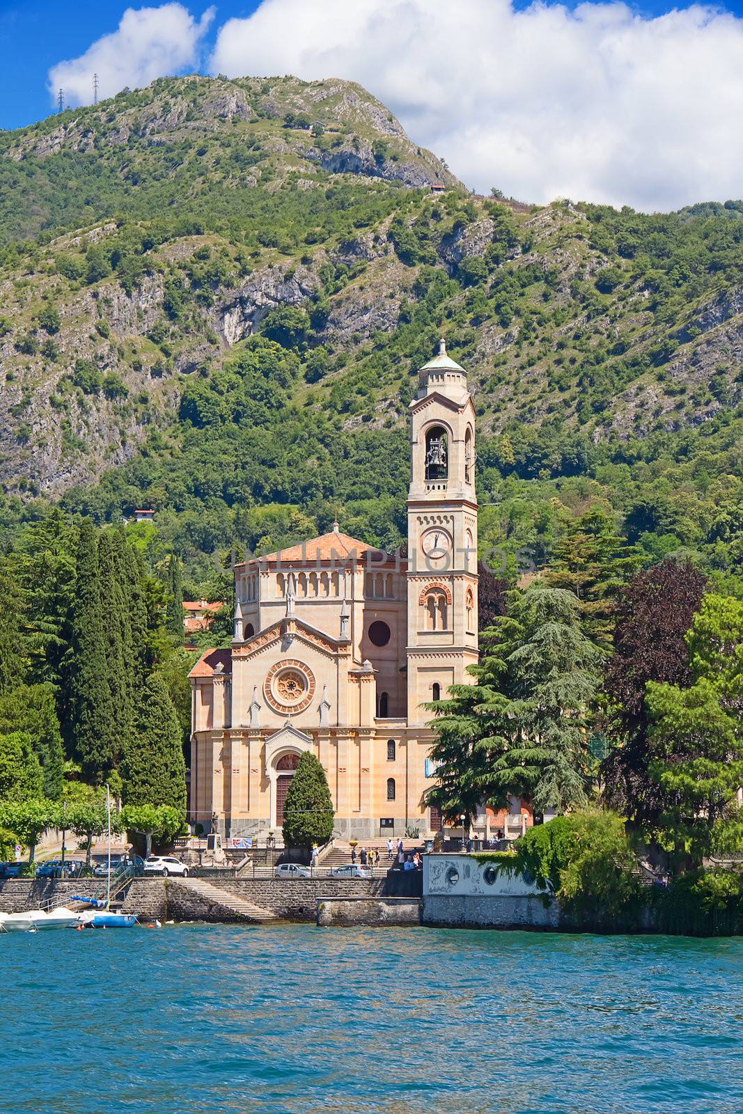 Old church on the shore of Como lake, Italy