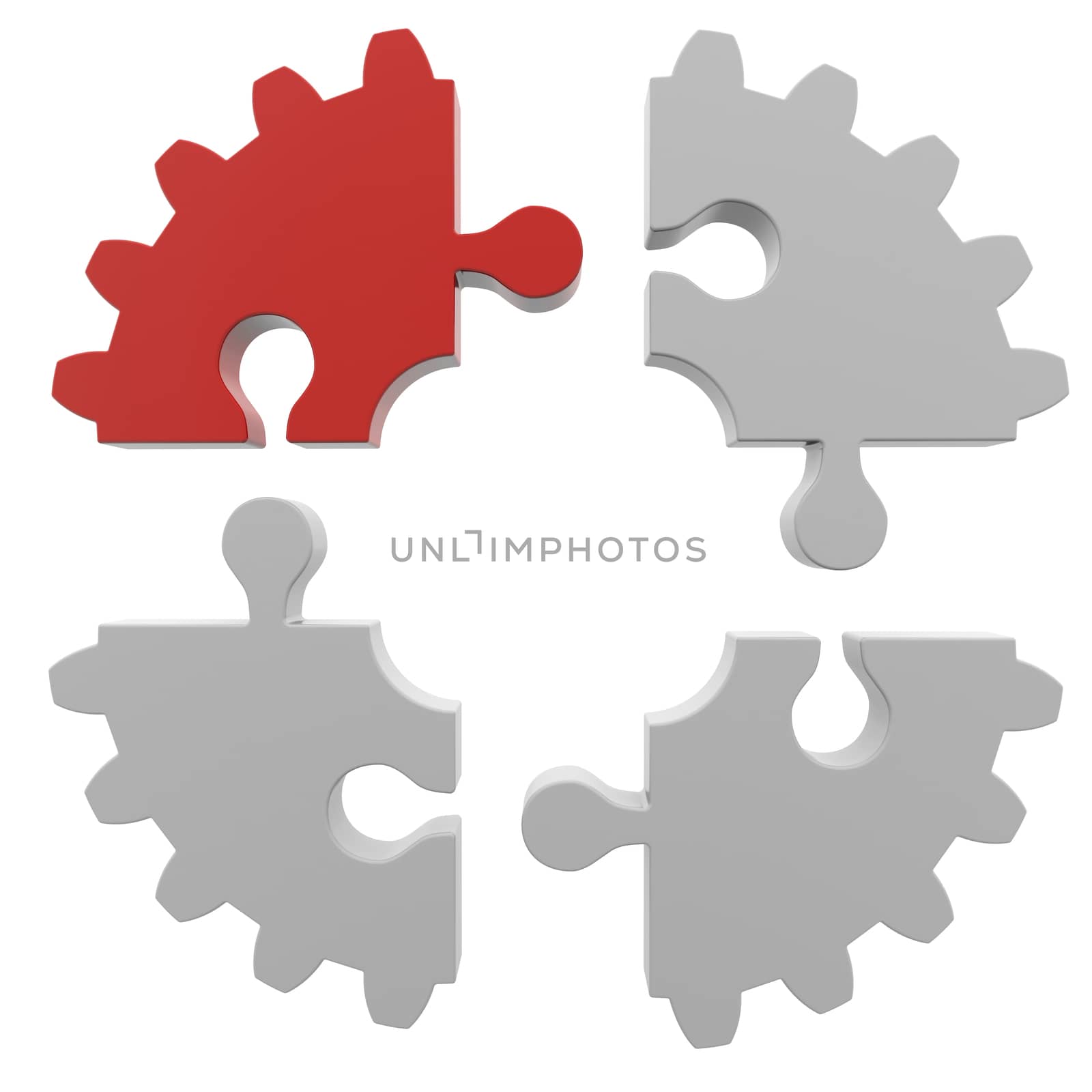 Gear consisting of puzzles. Isolated render on a white background