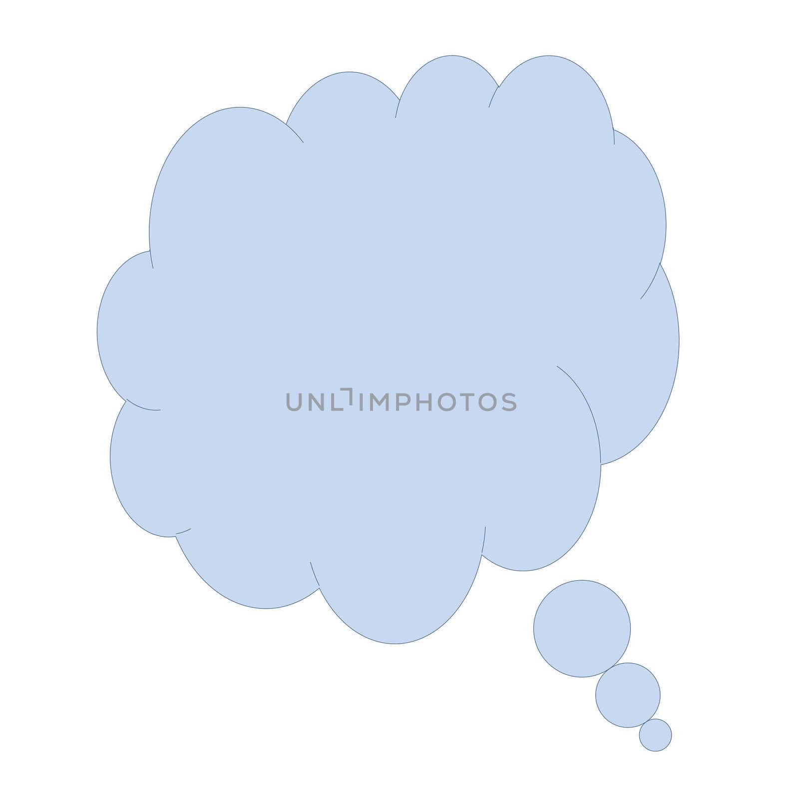 One blue thought bubble in white background