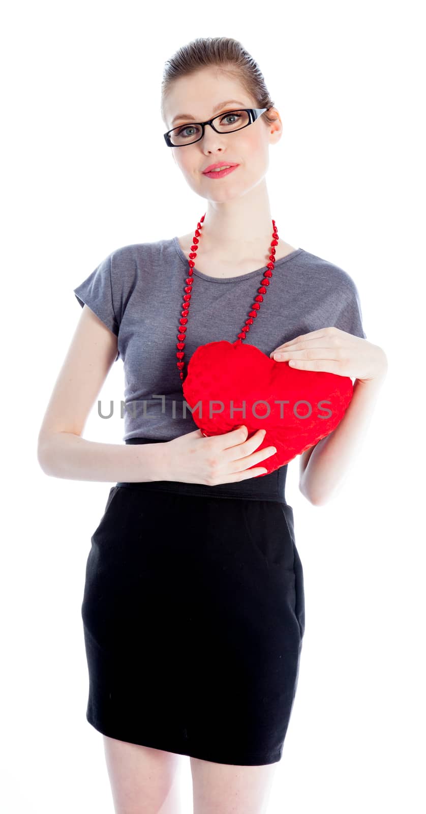 Attractive caucasian business woman in her 30 isolated on a white background