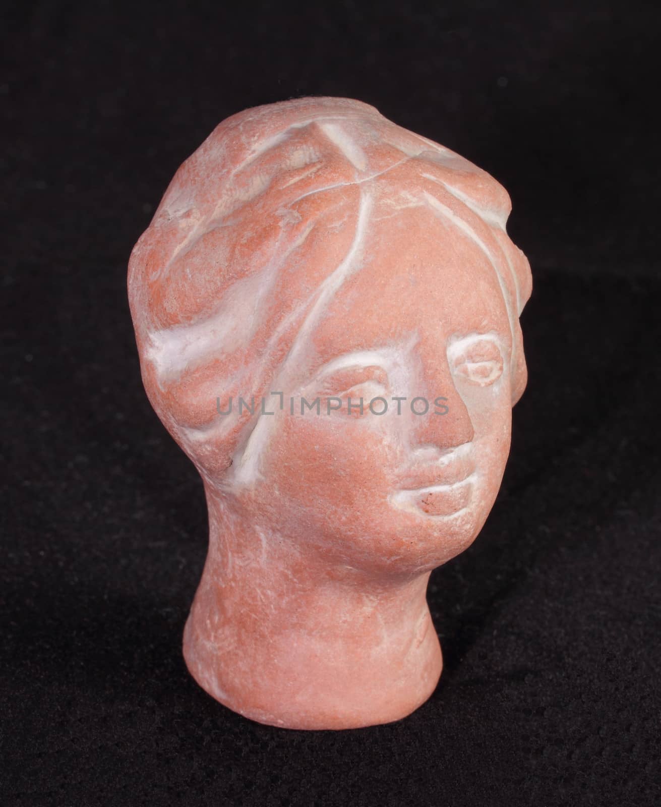 Sculptural portrait of an antique head from ceramics
