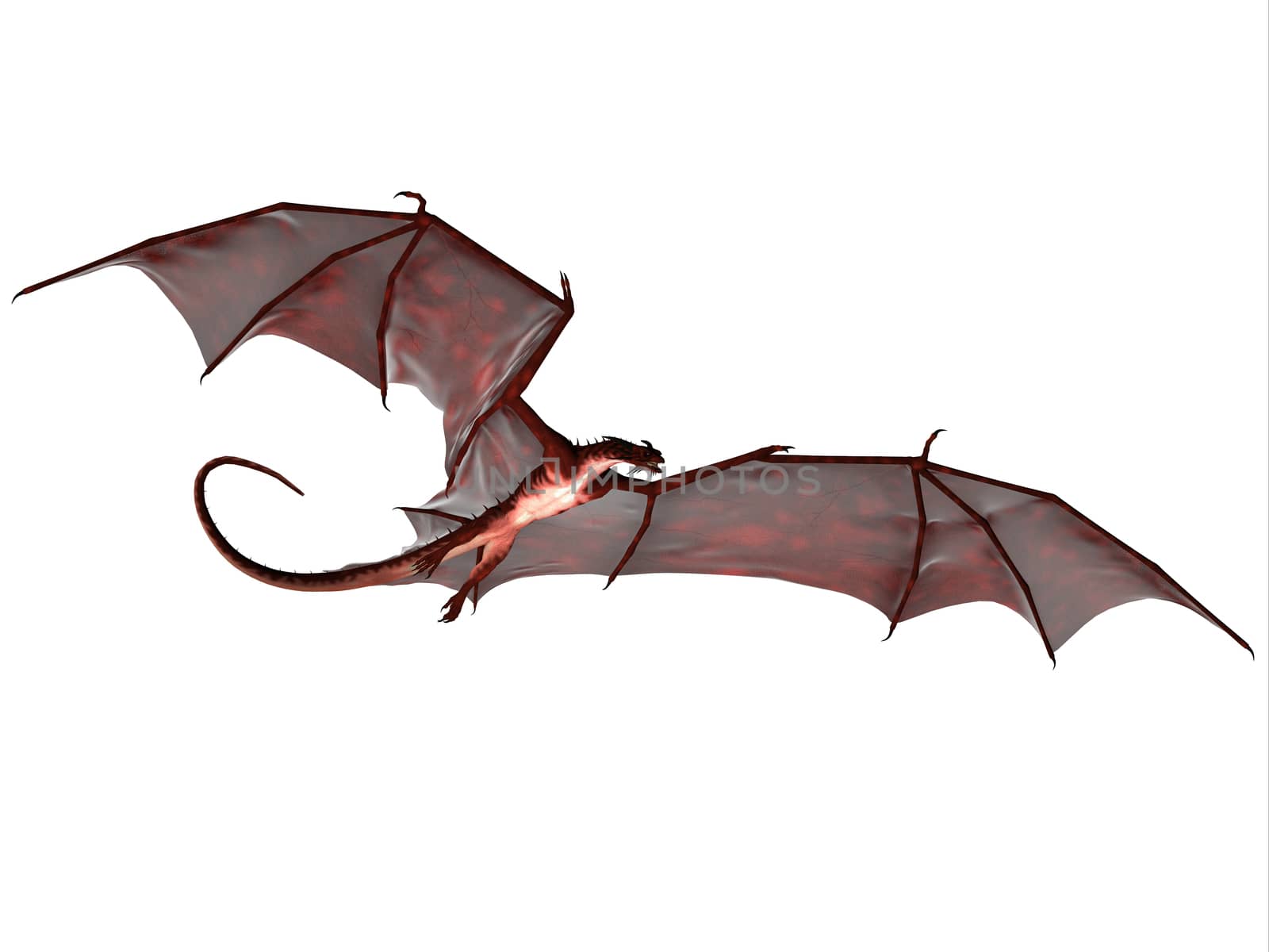 A creature of myth and fantasy the dragon is a fierce flying monster with horns and large teeth.