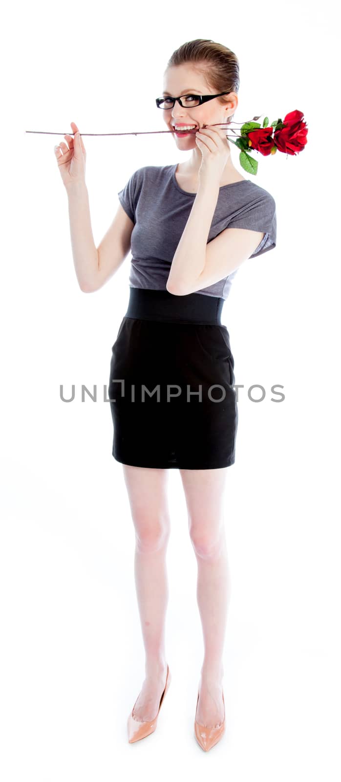 Attractive caucasian business woman in her 30 isolated on a white background