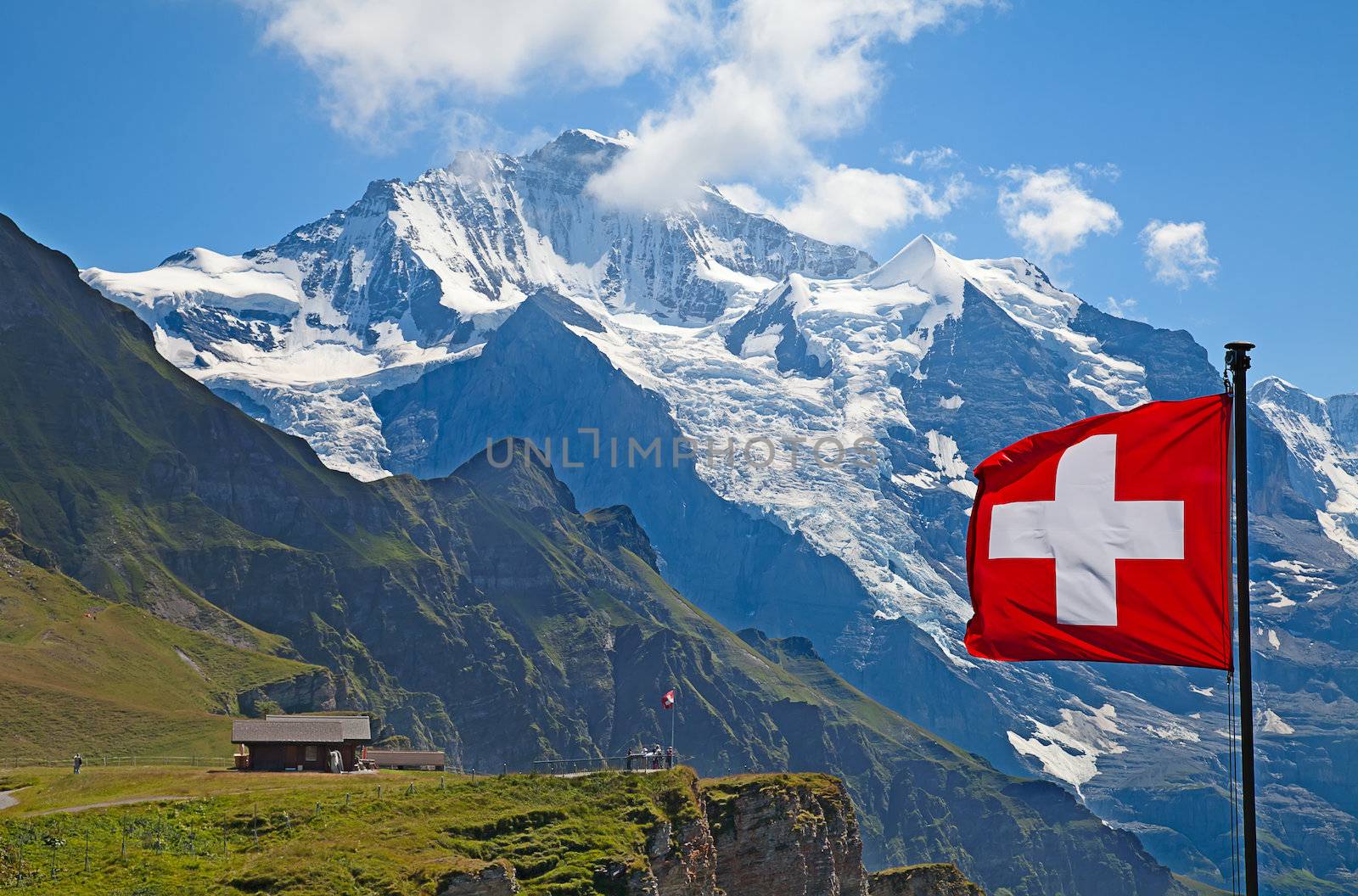Famous mount Jungfrau in the swiss alps