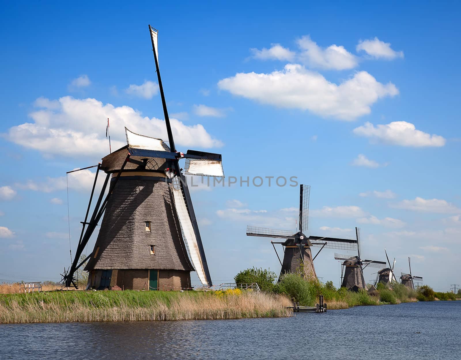 Ancient windmils near Kinderdijk, Netherlands