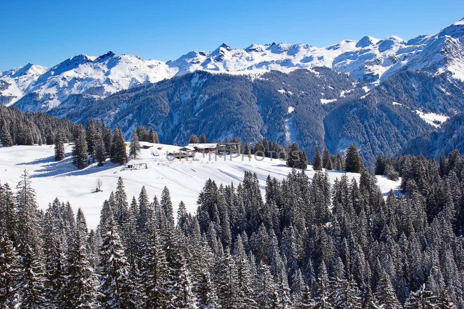 Winter in the swiss alps (Braunwald, Glarus, Switzerland)