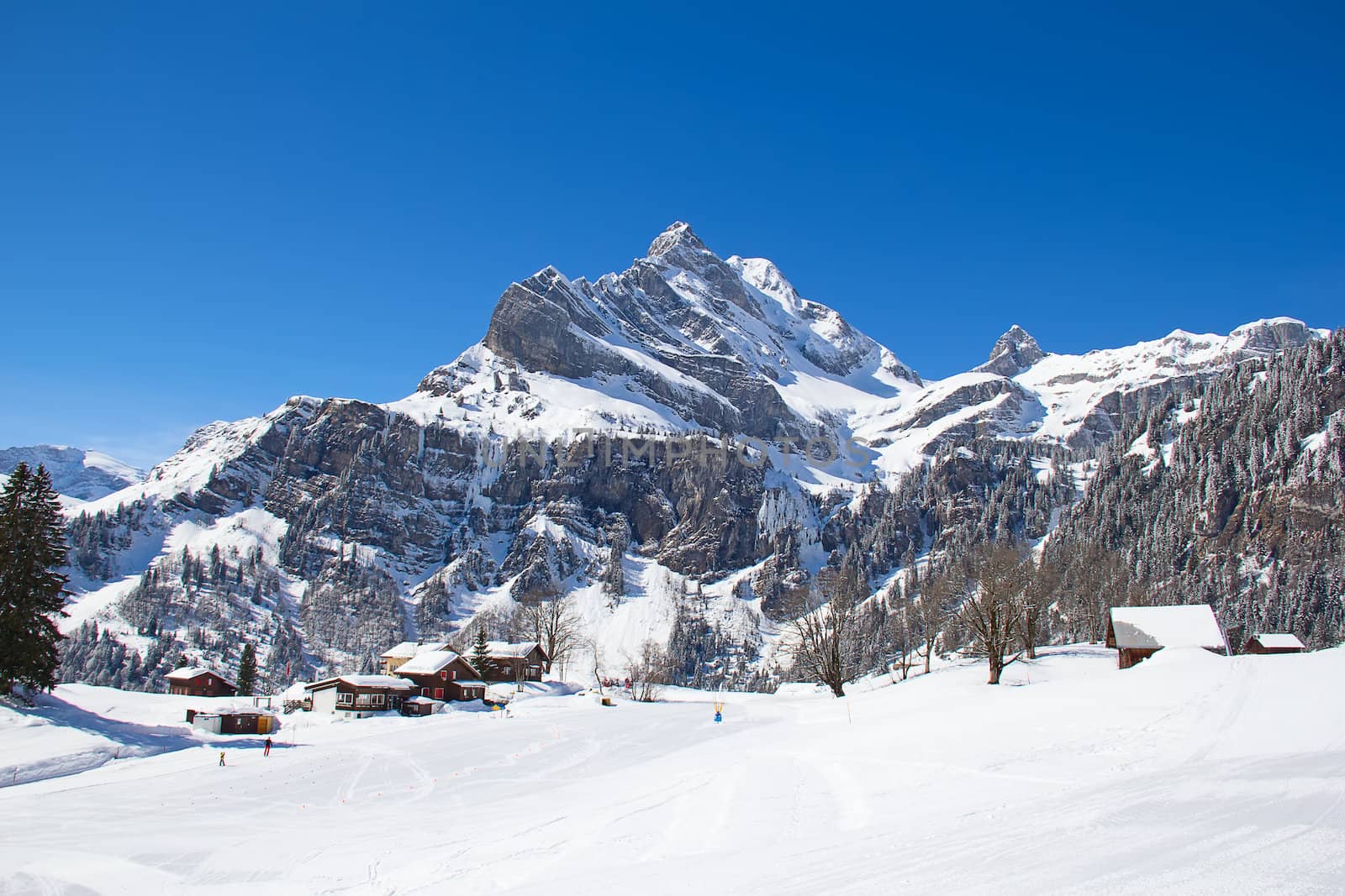 Winter in the swiss alps (Braunwald, Glarus, Switzerland)