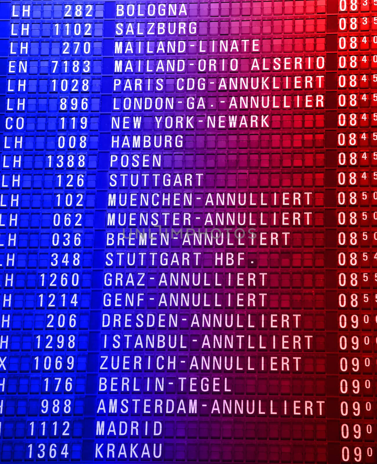 Timeboard in the modern airport