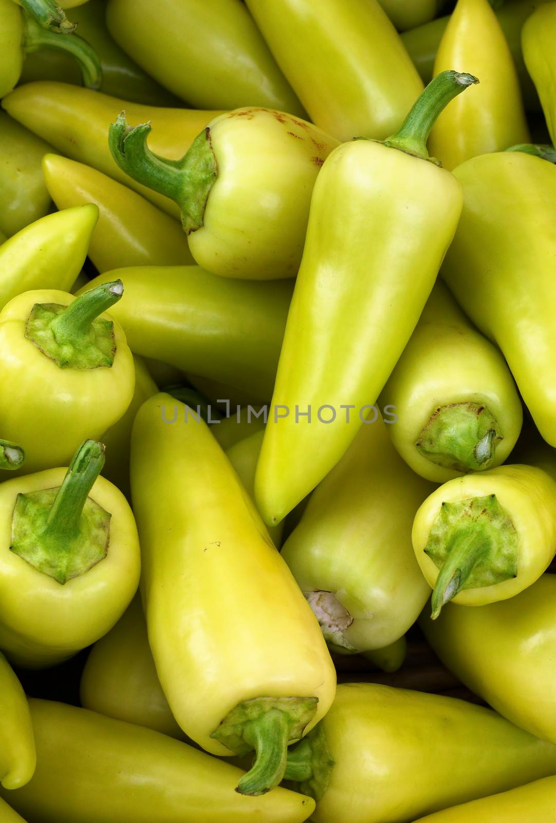 Pile of Banana Peppers at the farmers market