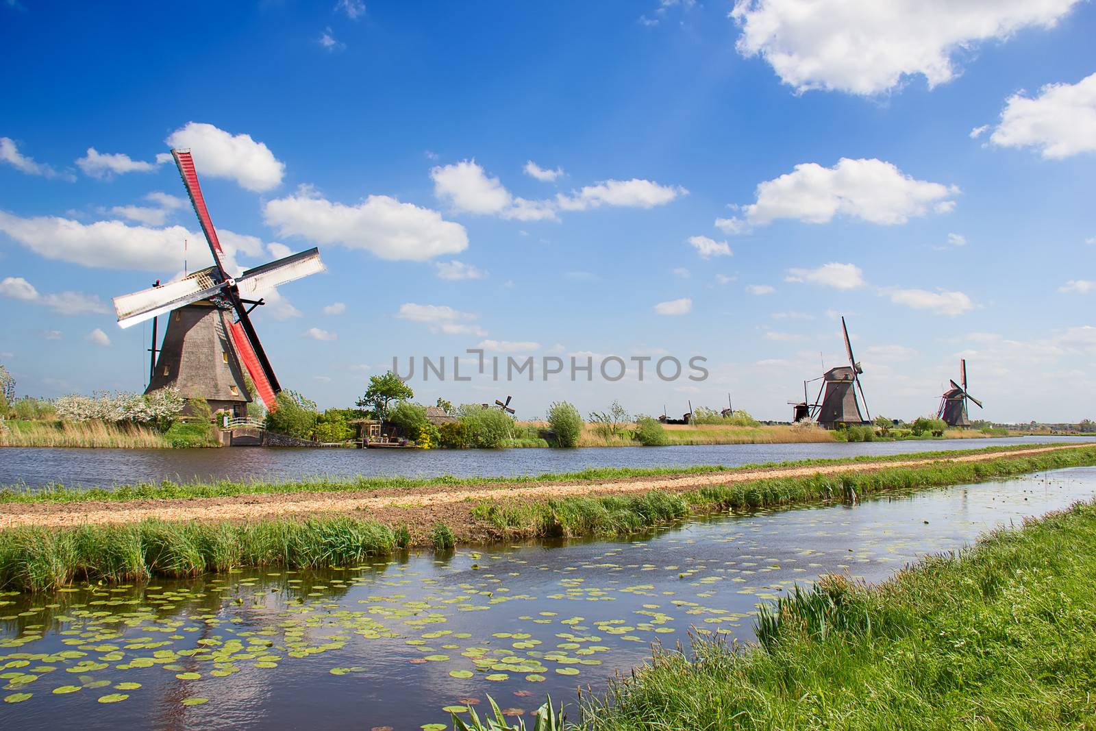 Ancient windmils near Kinderdijk, Netherlands