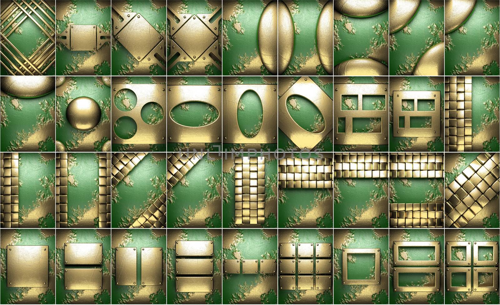 gold on green background set