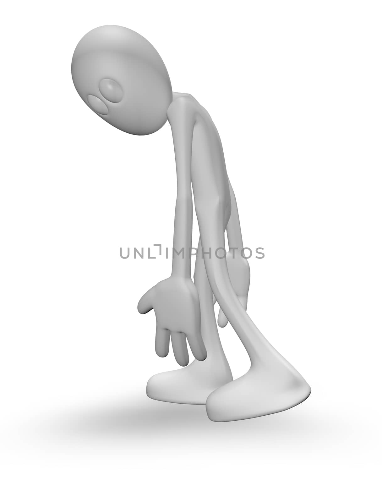 sad cartoon guy on white background - 3d illustration