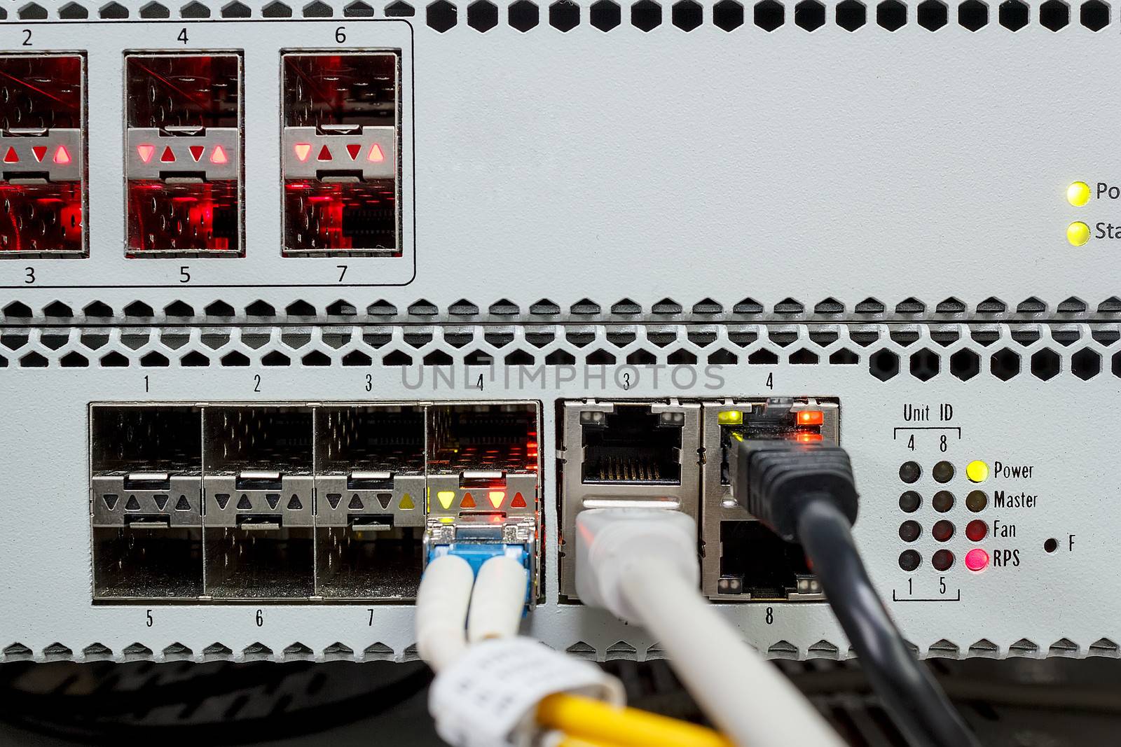 Passive Optical network, technology center with fiber optic equipment