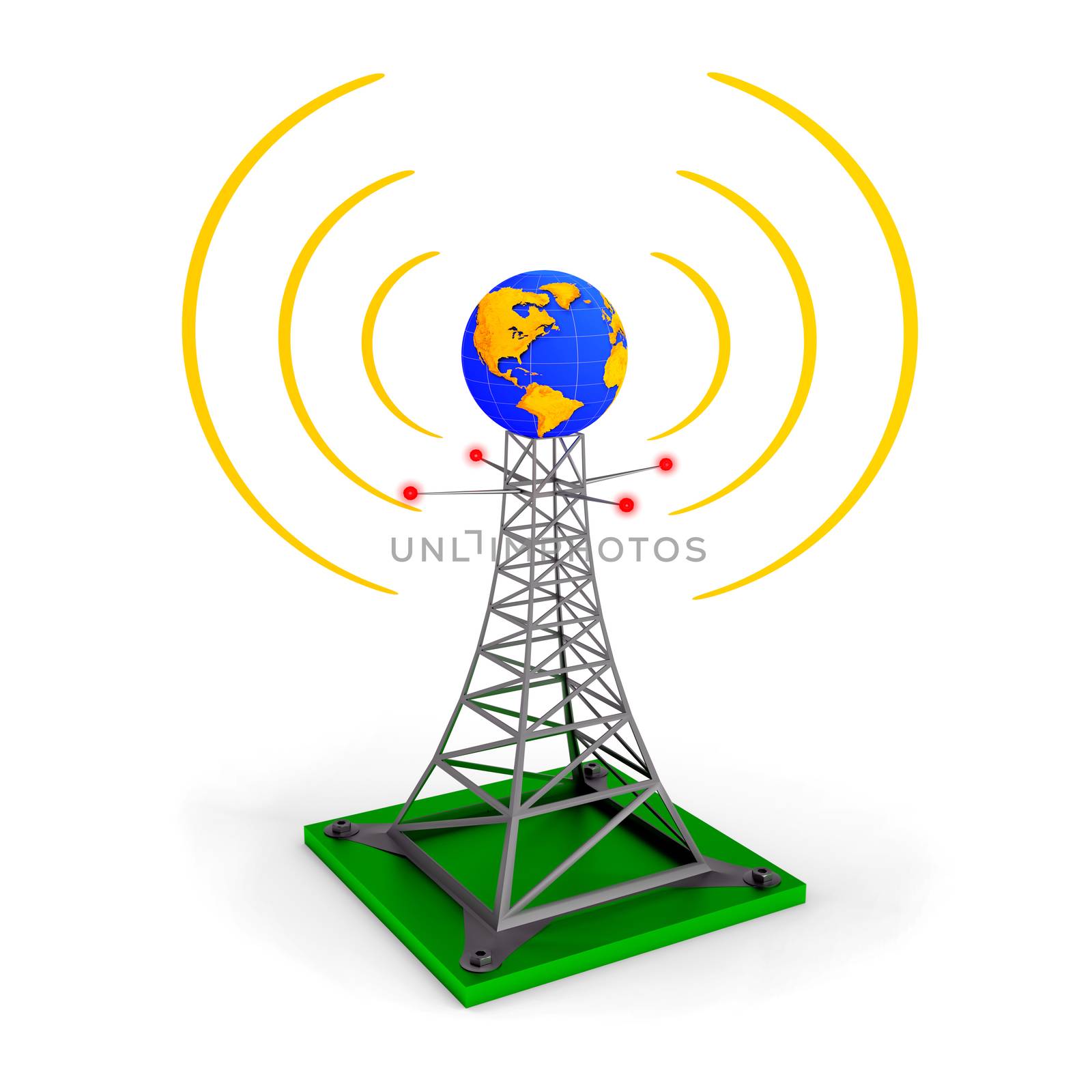 Abstract illustration - wireless tower with earth globe