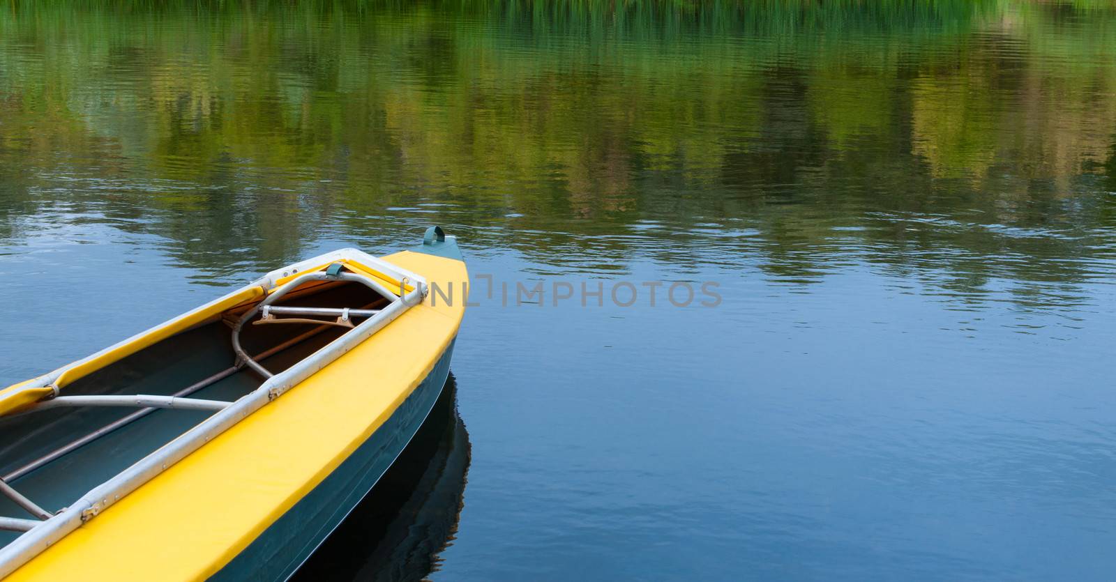 Empty kayak without tourist on river. by BPhoto