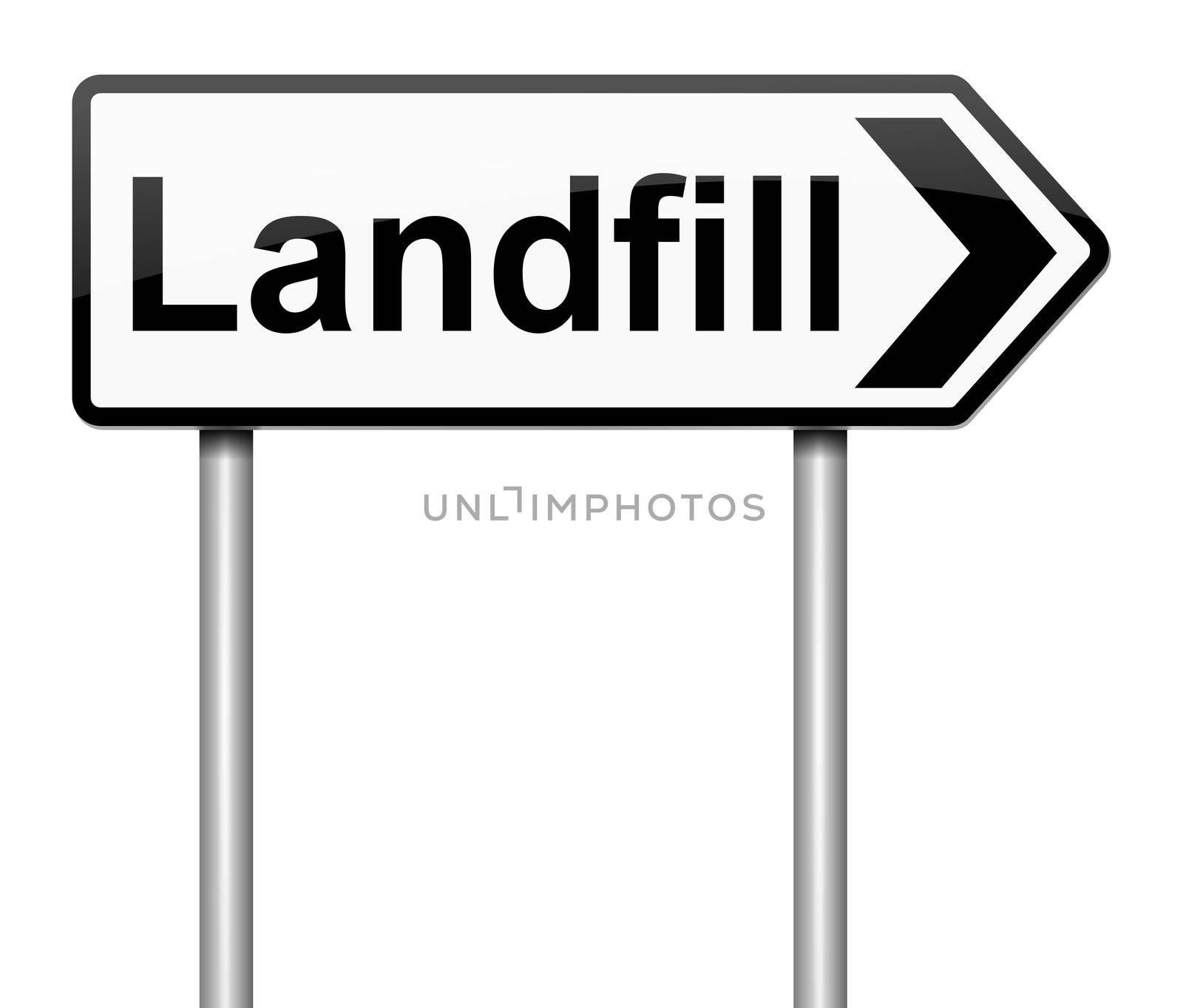 Illustration depicting a sign with a landfill concept.