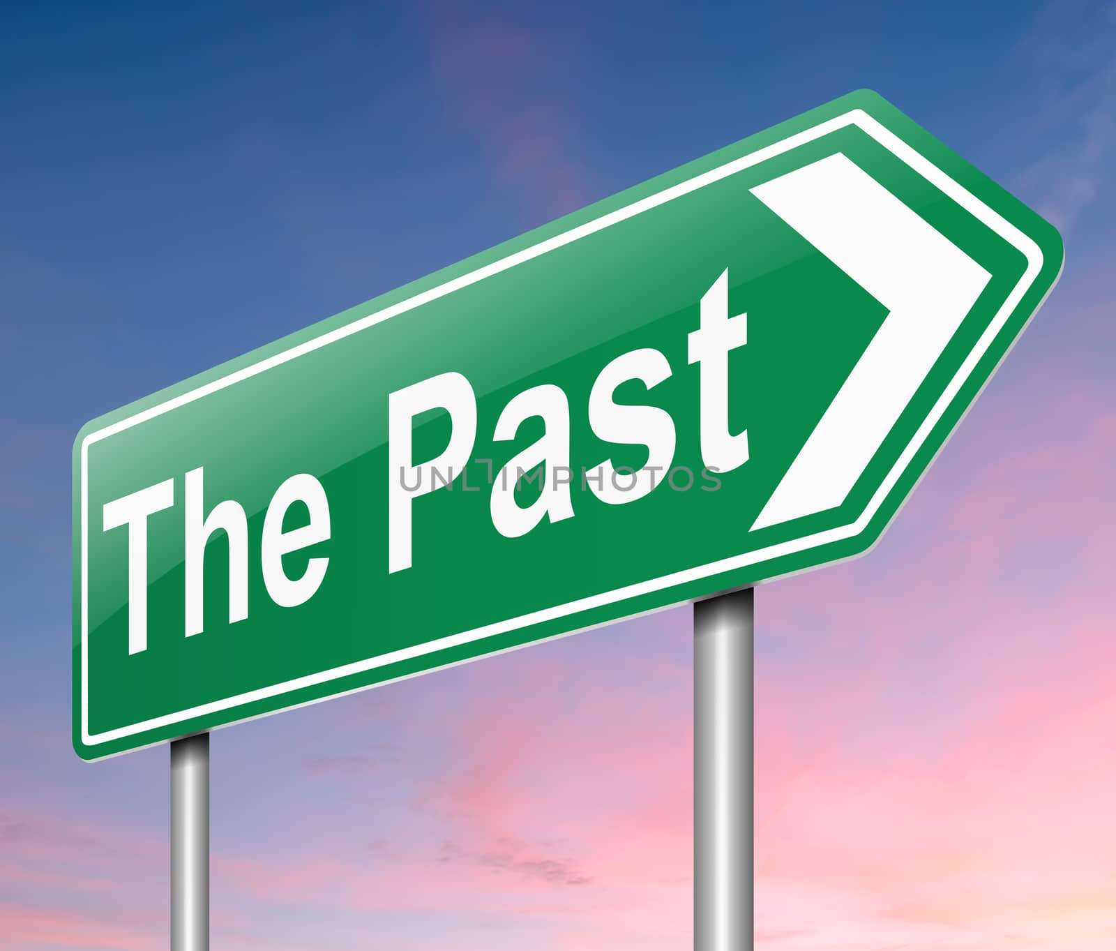Illustration depicting a sign directing to The Past.