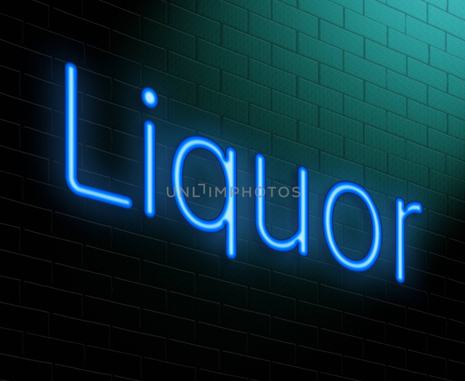 Illustration depicting an illuminated neon sign with a liquor concept.