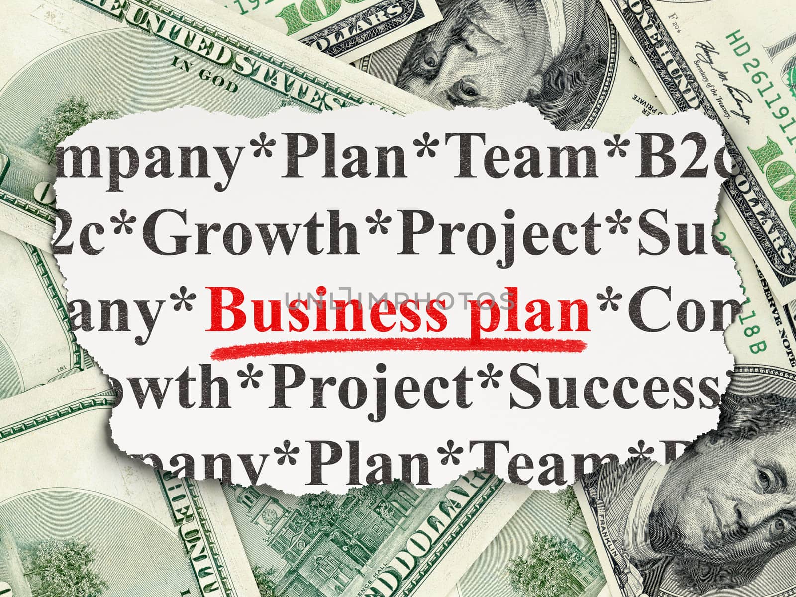 Finance concept: Business Plan on Money by maxkabakov