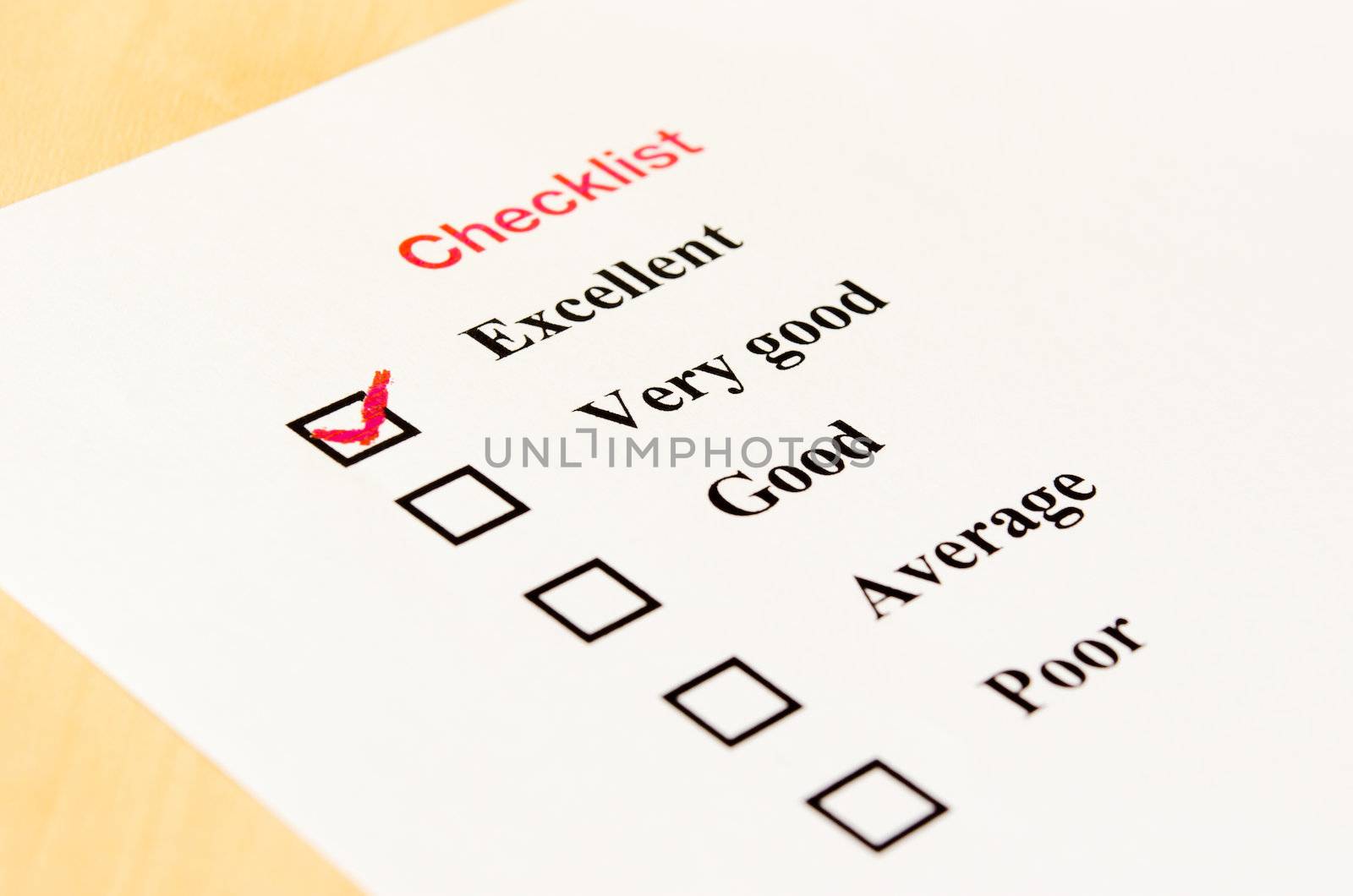 Check list form with check boxes and a red
