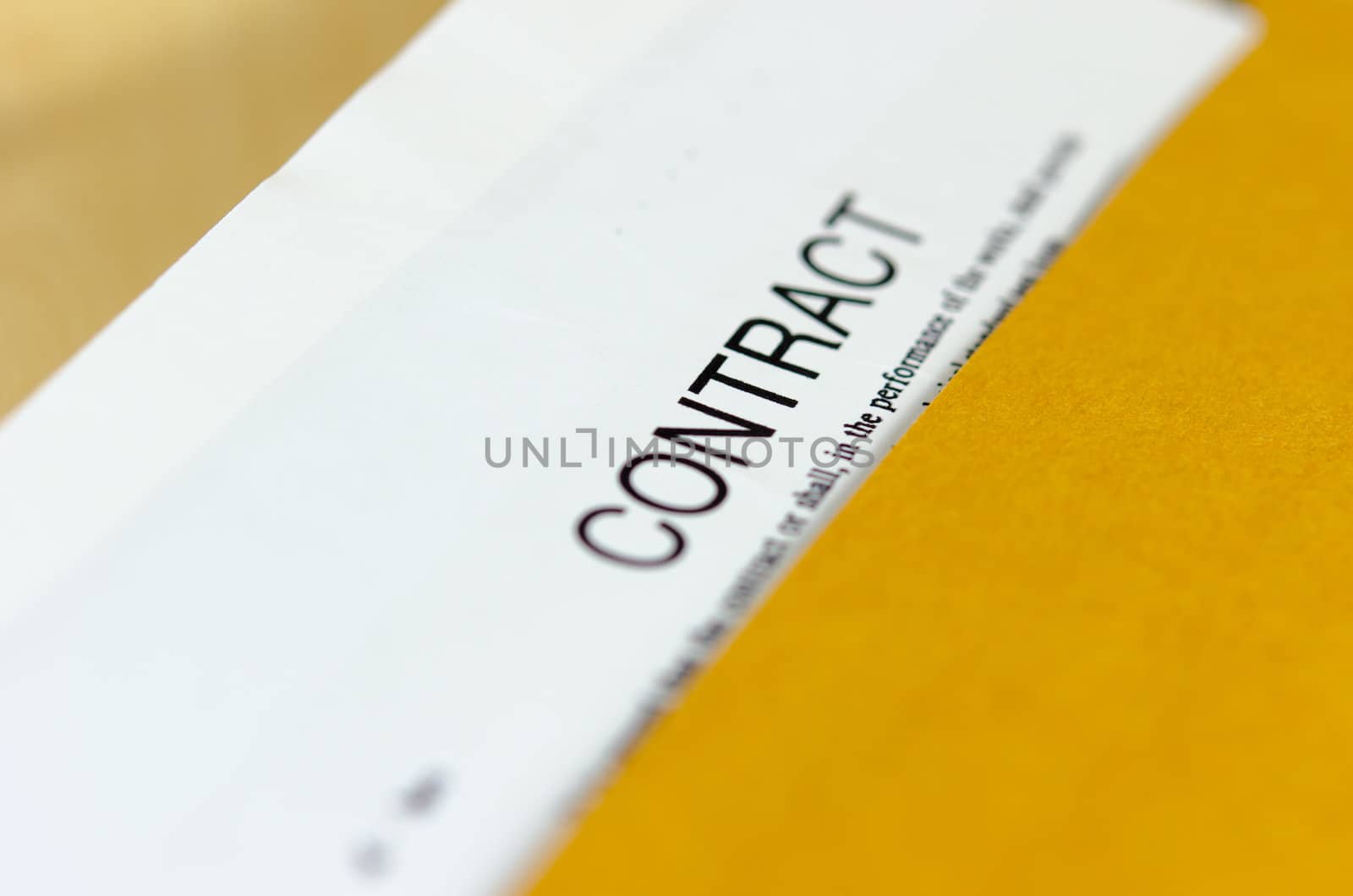 Detail of a contract document on table