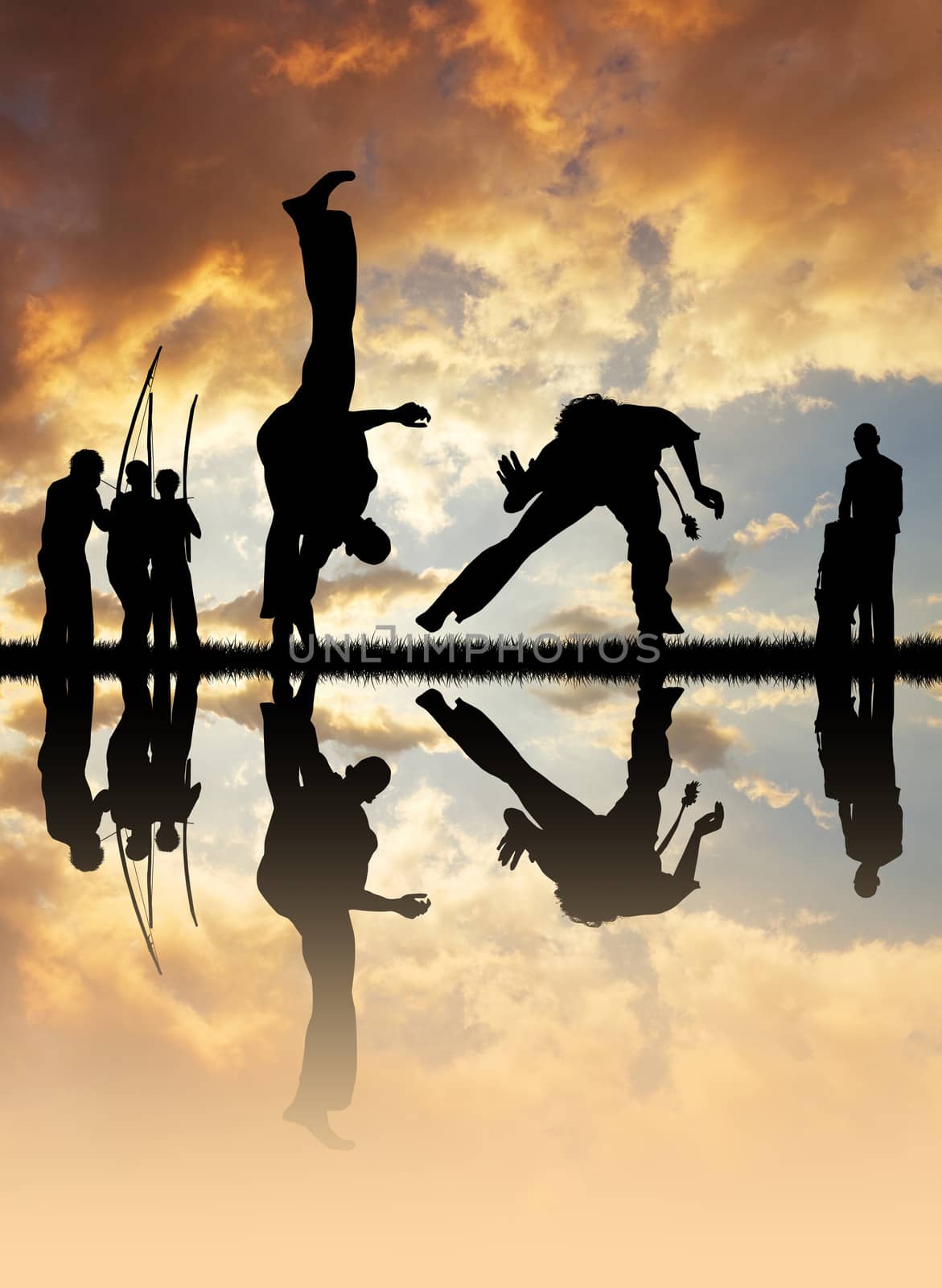 Capoeira at sunset by adrenalina