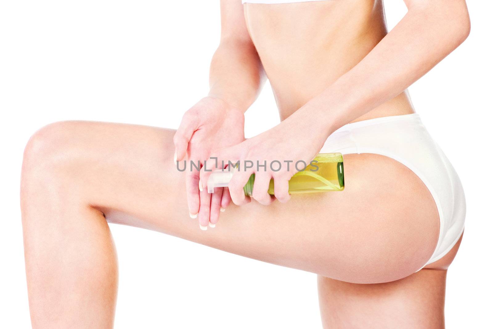 Legs cosmetic treatment, isolated on white. Health concept