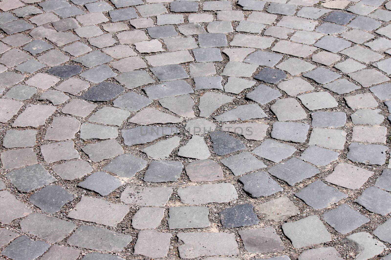 circles on cobble stone pavement