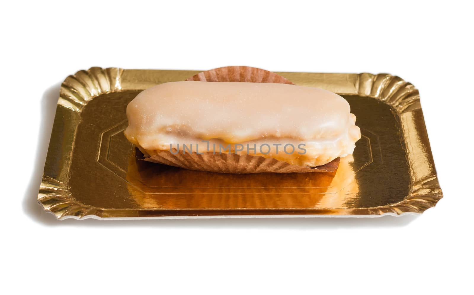 Traditional asturian almond cake with sugar frosting and known a by doble.d