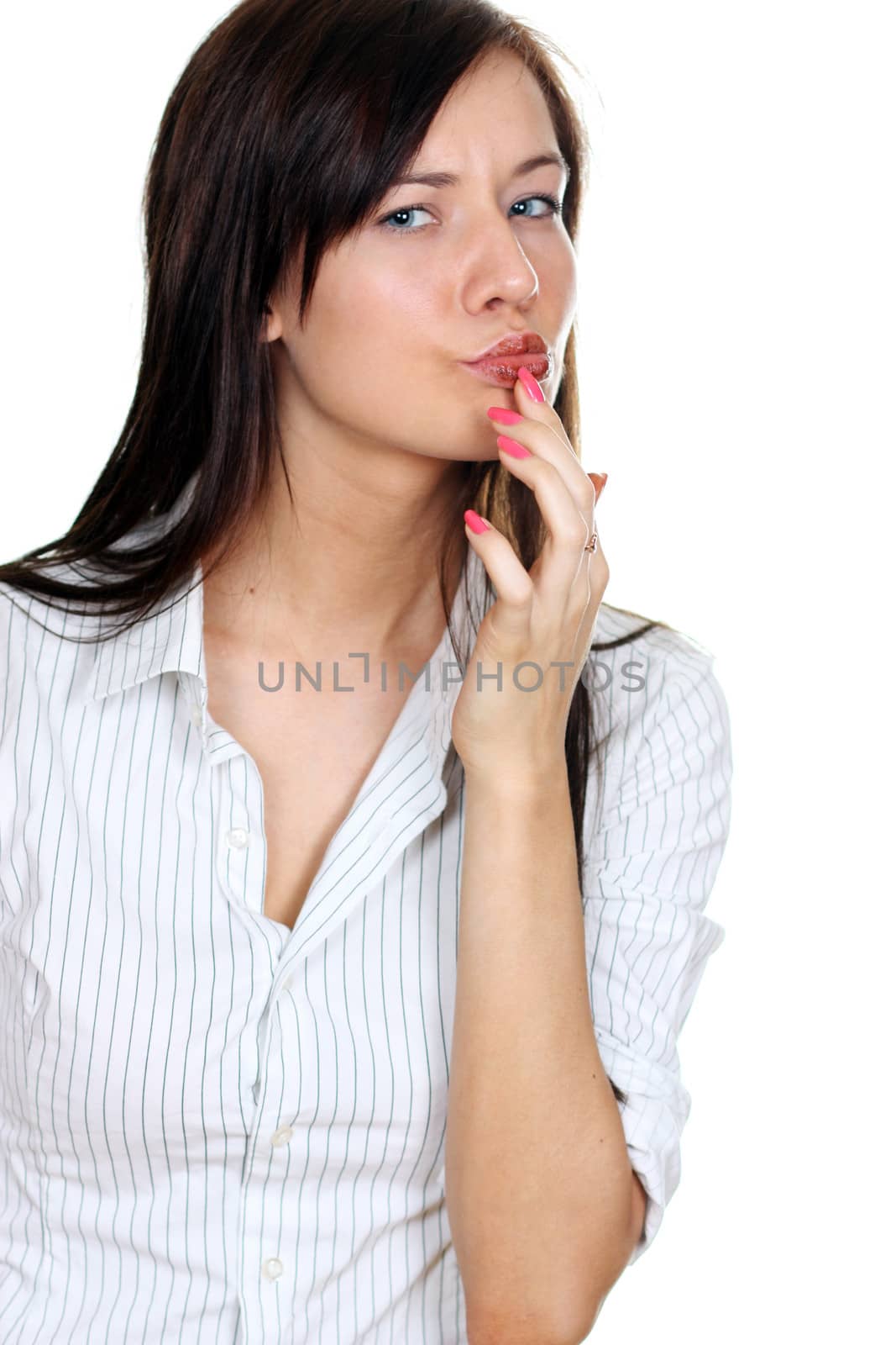 Girl eating a chocolate candy