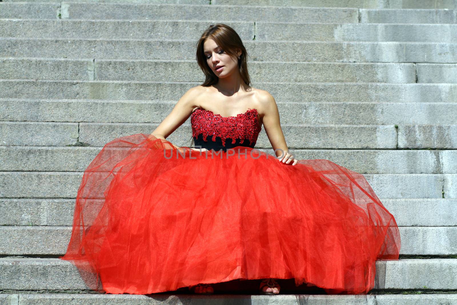 Beautiful young women in Red dress
