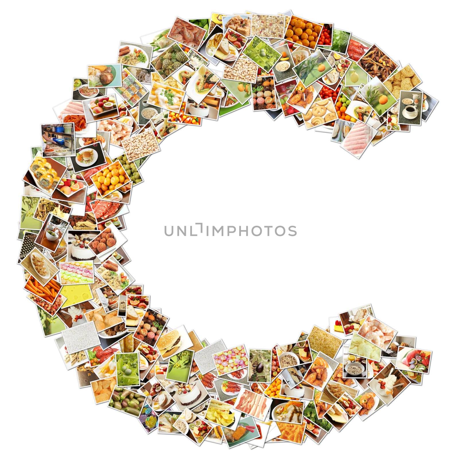 Food Art C Lowercase Shape Collage Abstract