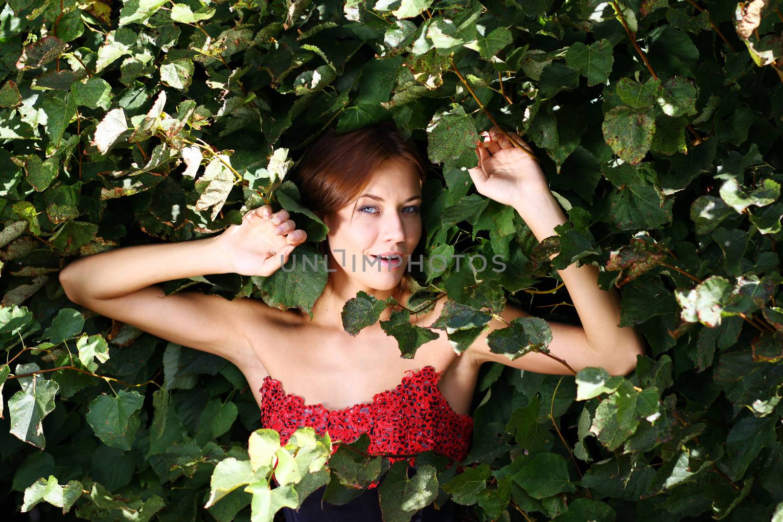 Beautiful young women in Red dress