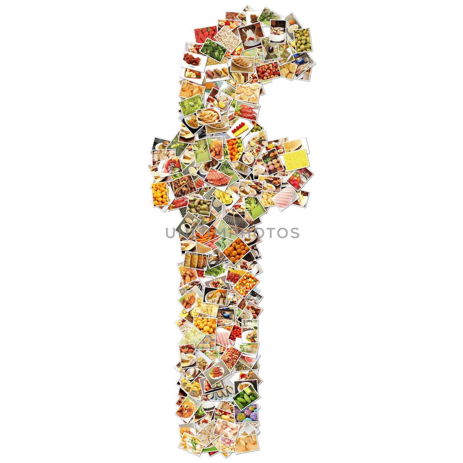 Food Art F Lowercase Shape Collage Abstract