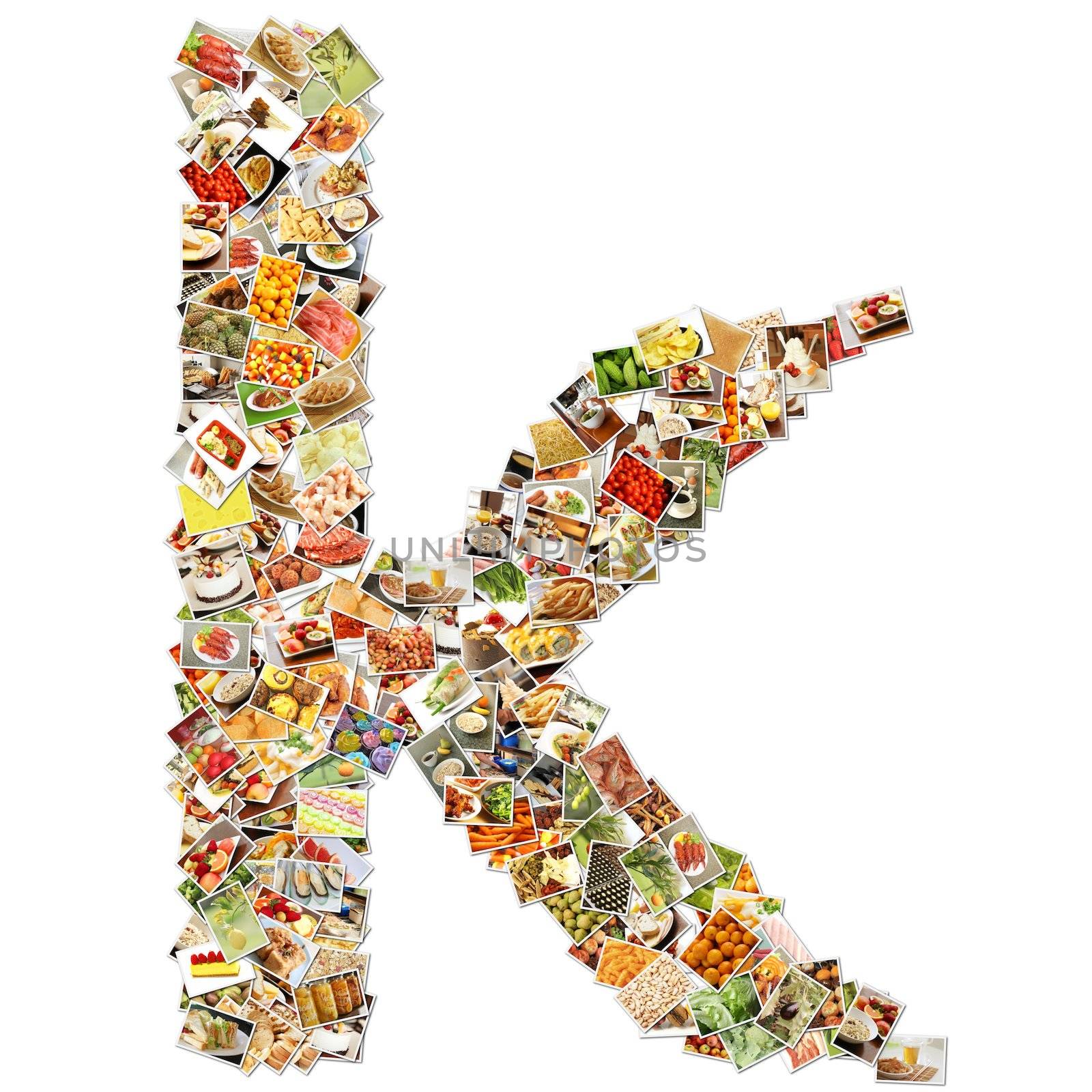 Food Art K Lowercase Shape Collage Abstract