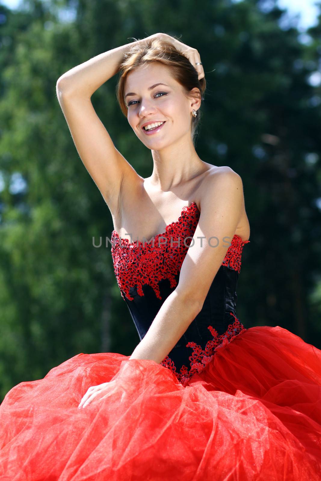 Beautiful young women in Red dress