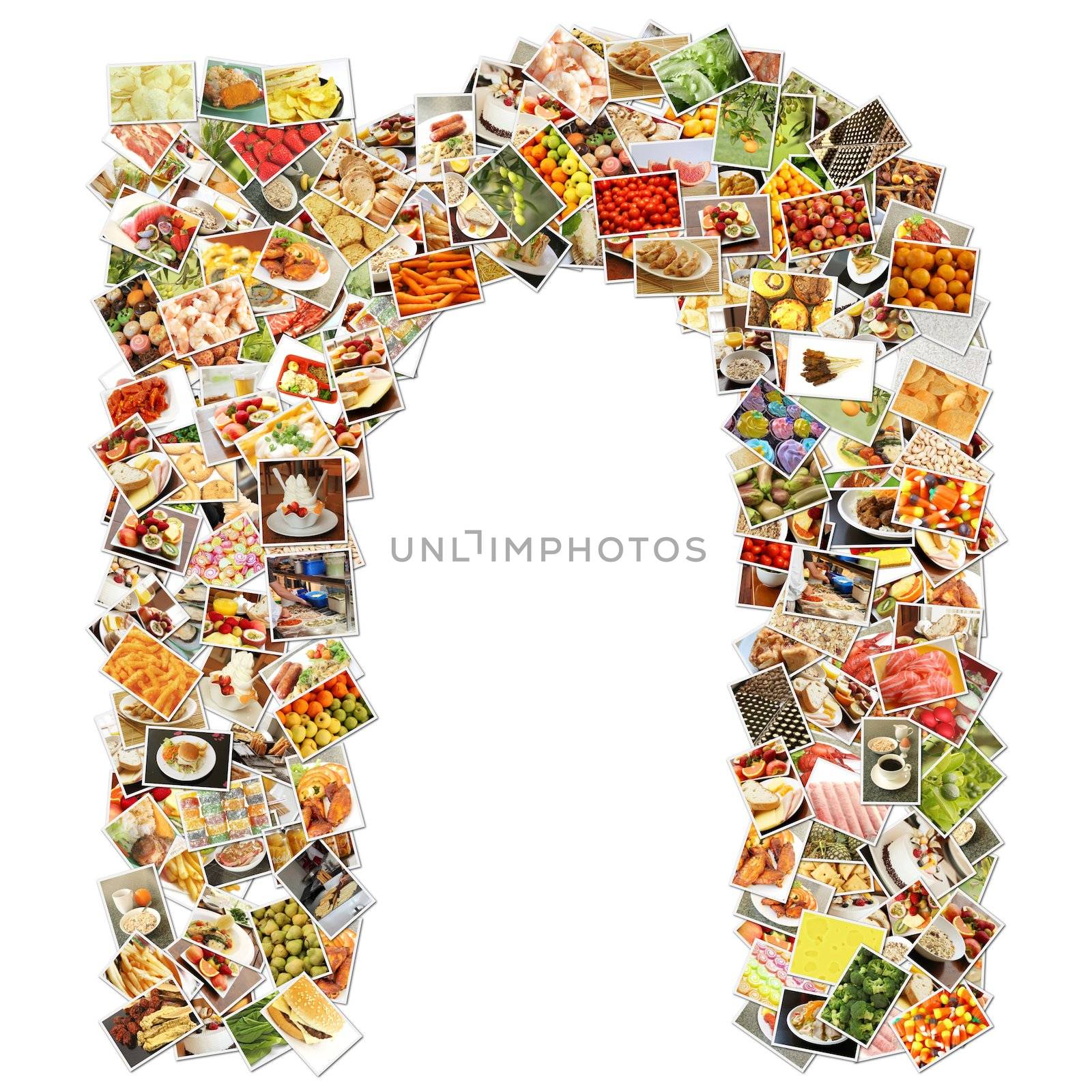 Food Art N Lowercase Shape Collage Abstract