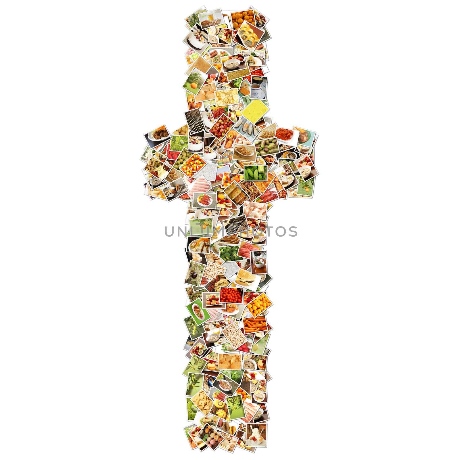 Food Art T Lowercase Shape Collage Abstract