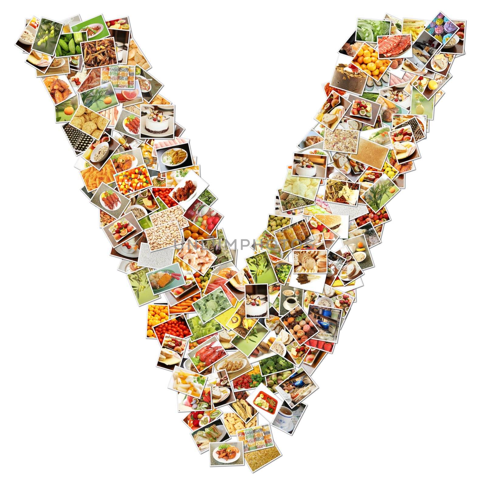 Food Art V Lowercase Shape Collage Abstract