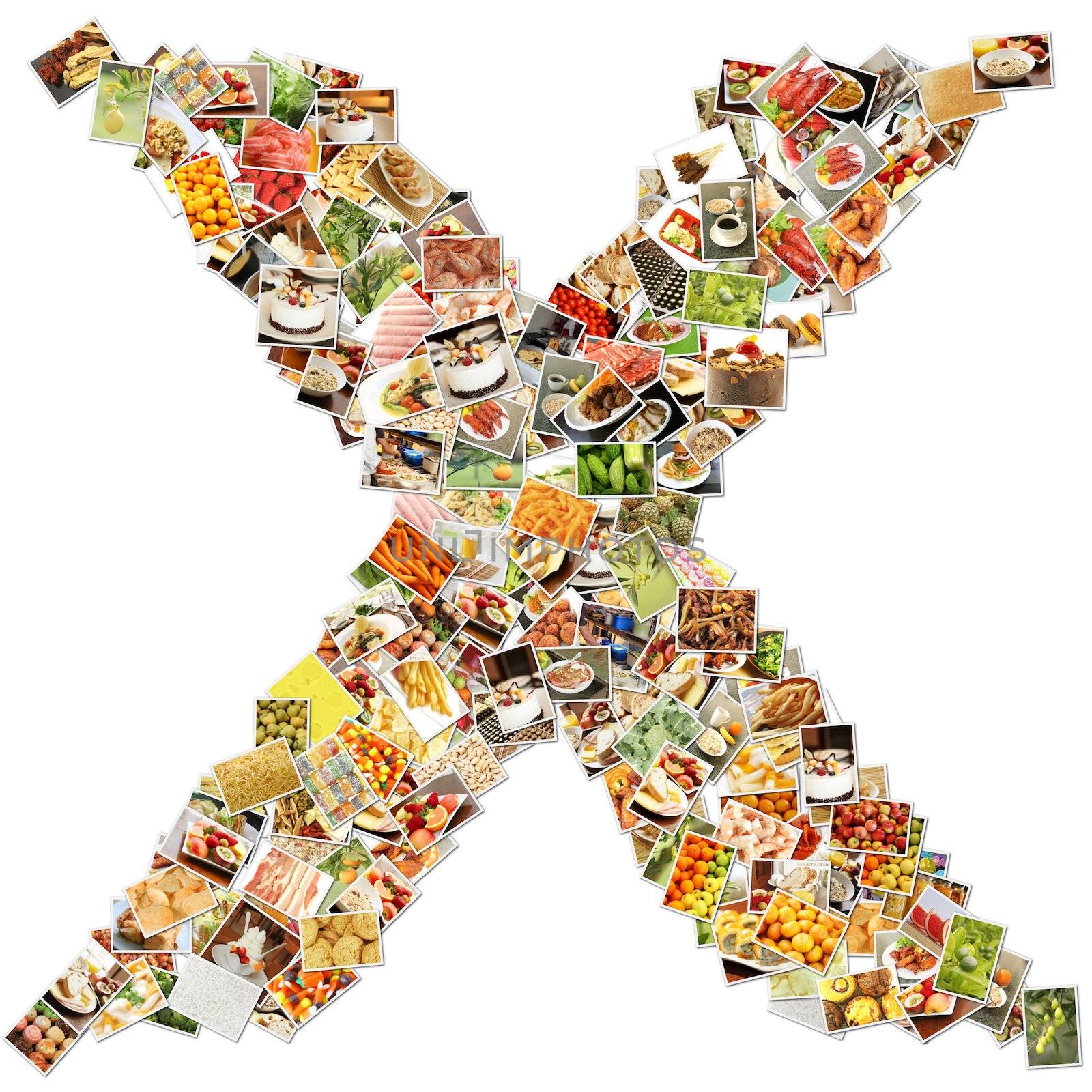 Food Art X Lowercase Shape Collage Abstract