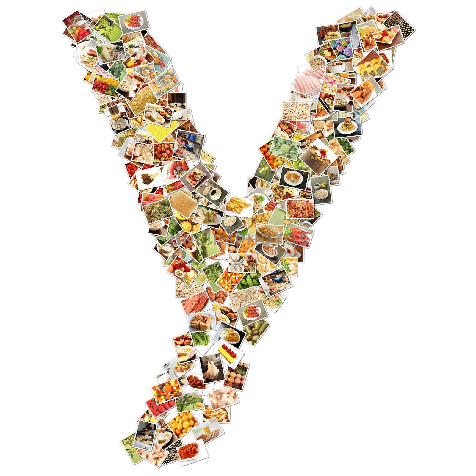 Food Art Y Lowercase Shape Collage Abstract