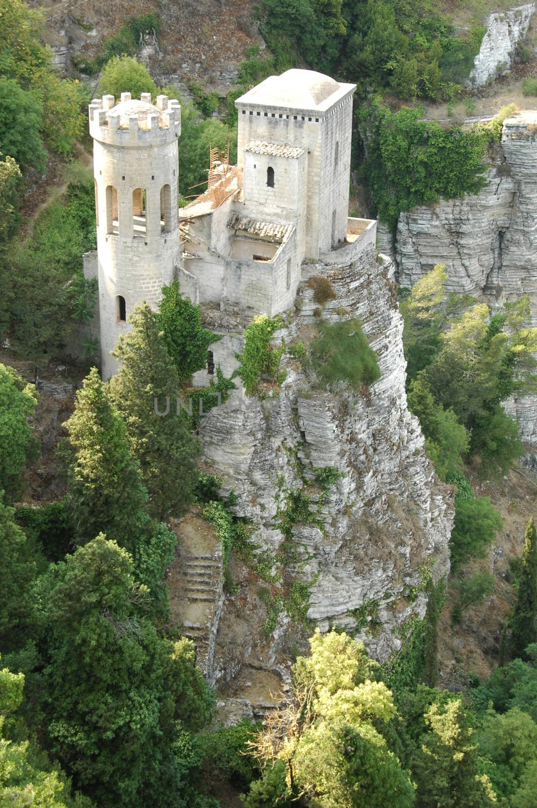 Castle over a hill in Italy in summer
