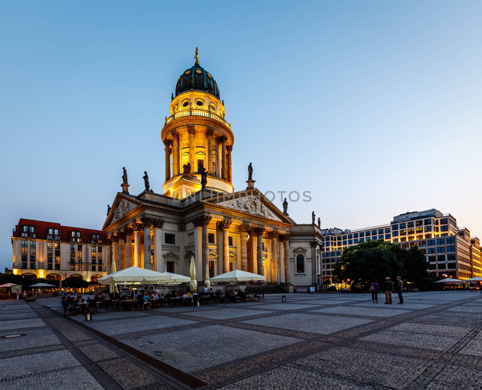 German Cathedral on Gendarmenmarkt Square in the Eveneing, Berlin, Germany