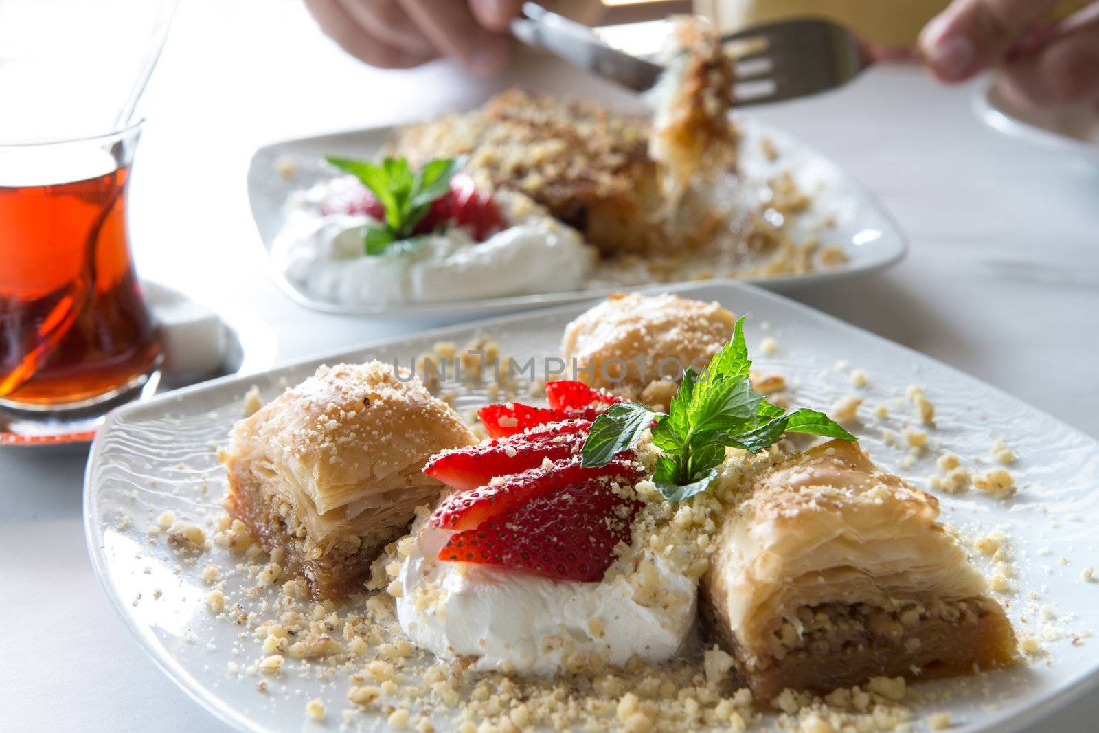 Baklava Pairs Well With Turkish Tea by coskun