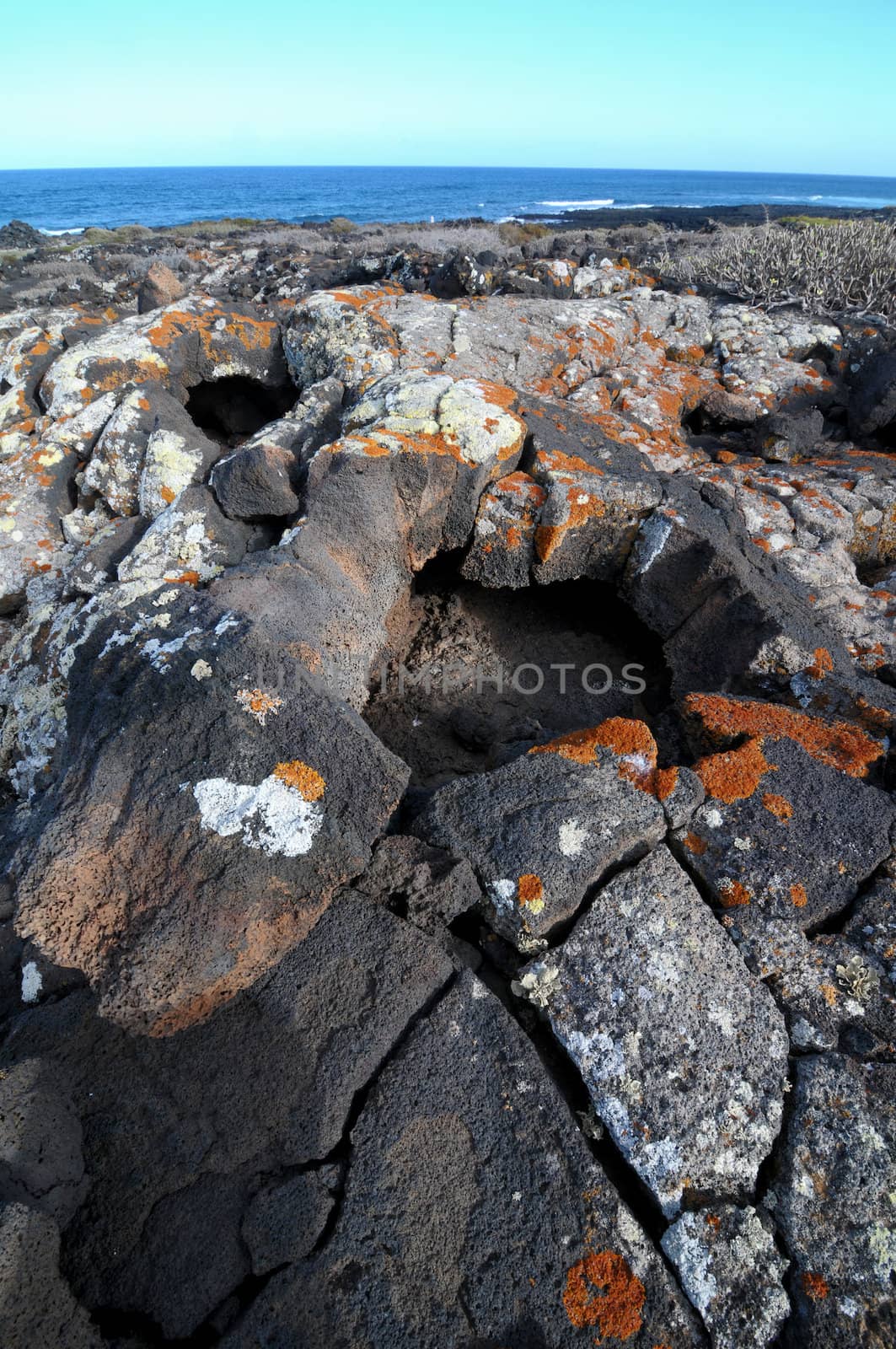 Old volcanic eruptions near the sea in Lanzarote