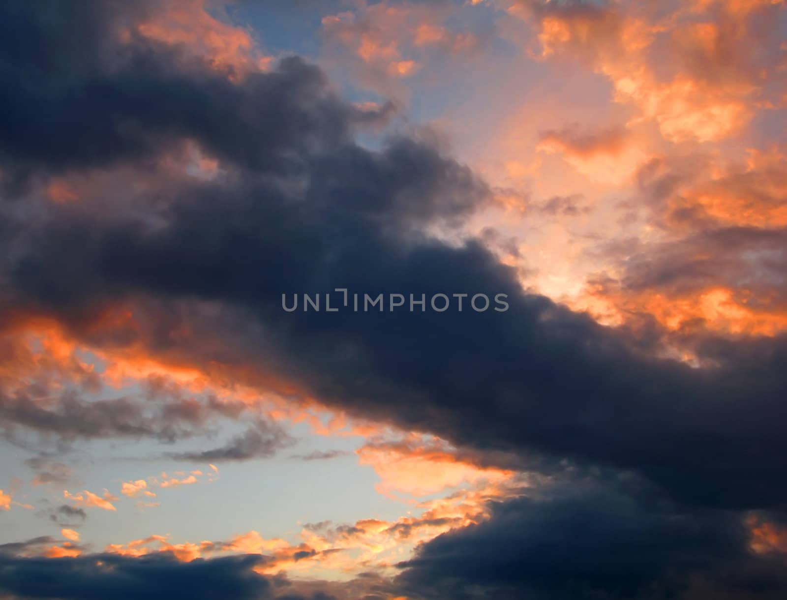 colorful dramatic sky with cloud at sunset