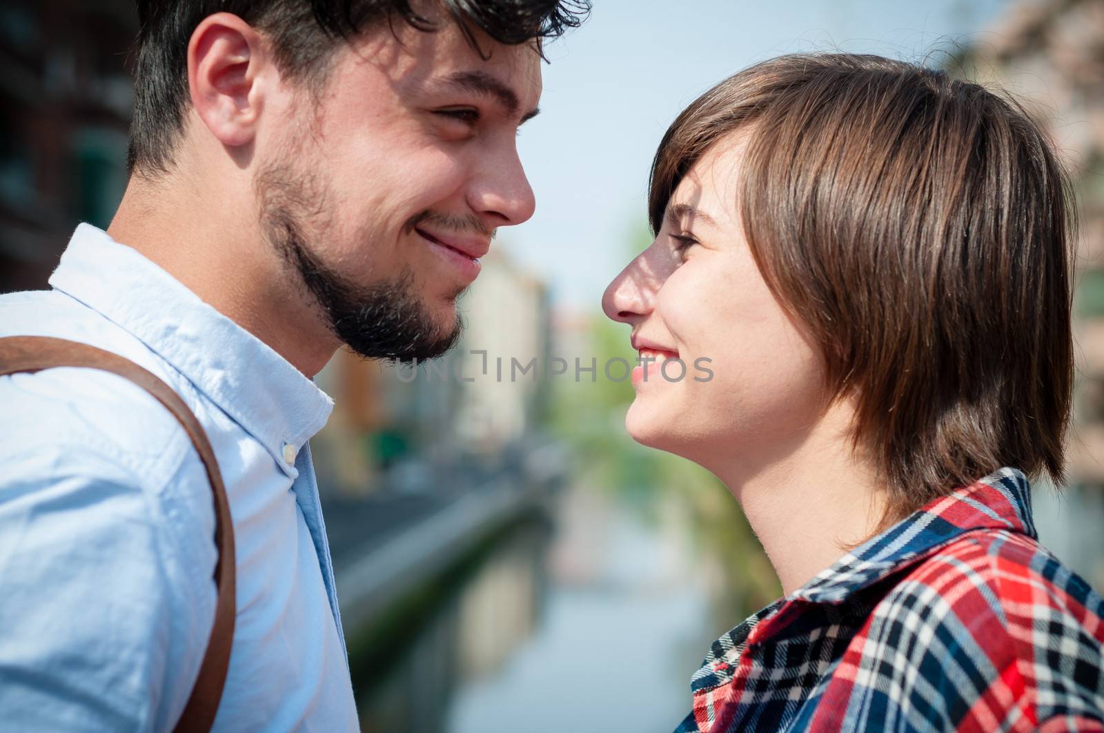 young hipster lovers in the city