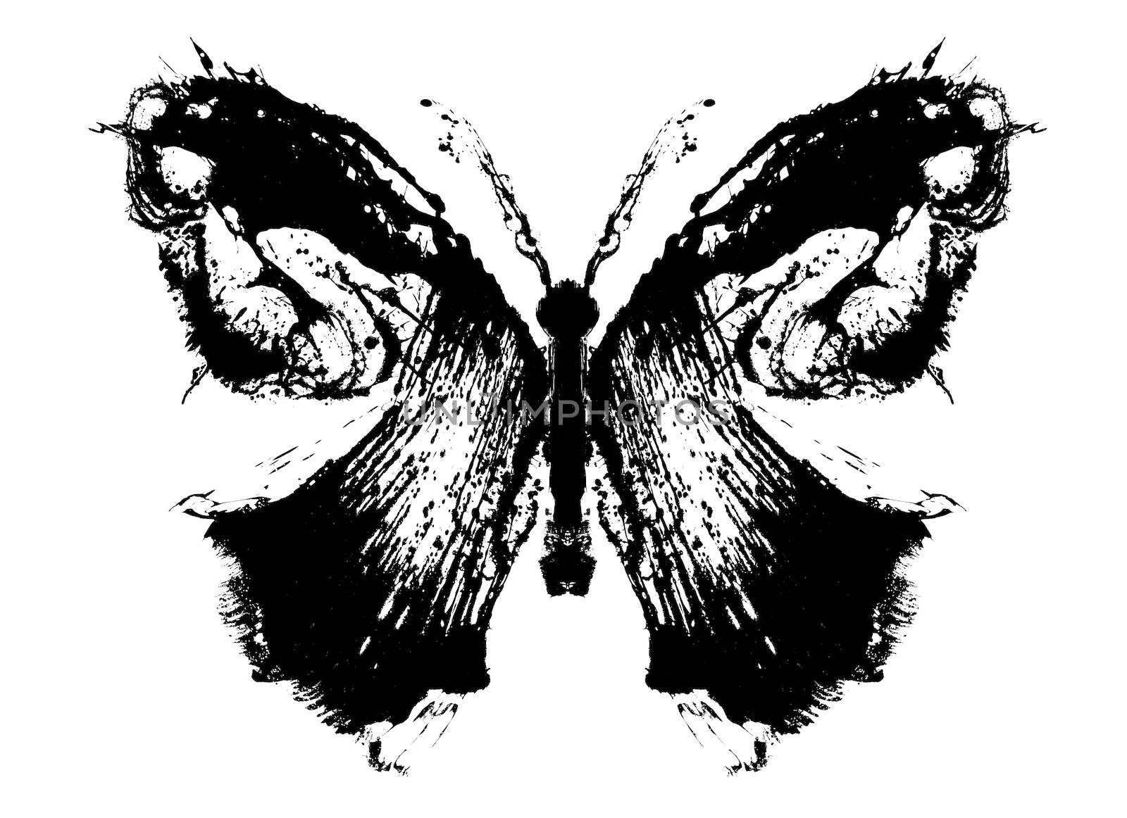 Abstract butterfly. Stylized image of a butterfly painted rough brush strokes