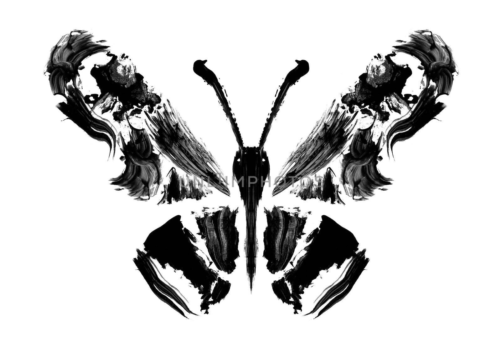 Abstract butterfly. Stylized image of a butterfly painted rough brush strokes