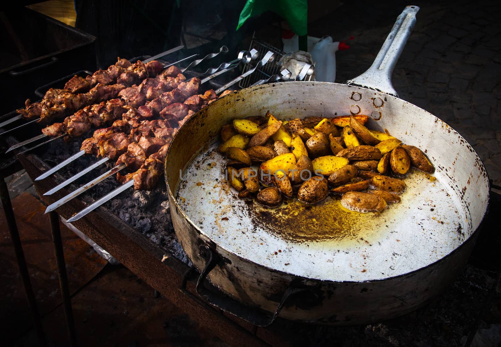 Kebab and roasted potatoes by palinchak